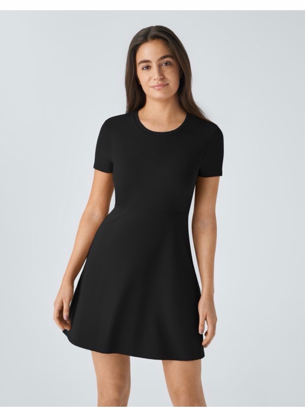HALARA Black Short-Sleeve Fit & Flare Mini Dress